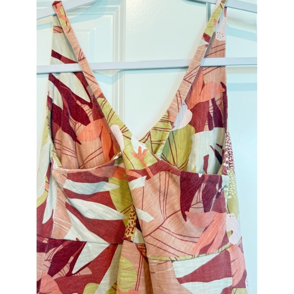 Patagonia Floral V-Neck Midi Dress in Coral, Olive & White - Picture 5 of 6